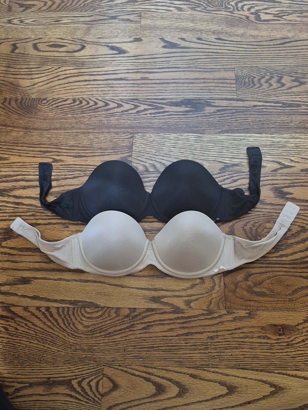 Calvin Klein 34B Strapless Push-up Bra Duo — Black & Beige